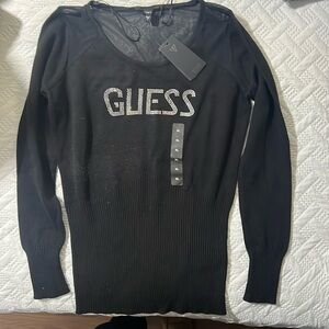 Guess black lightweight ribbed sweater size XL